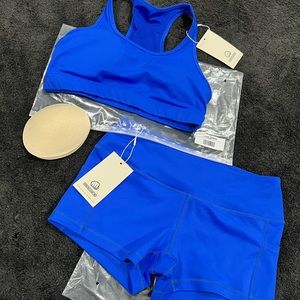 Cobalt Blue Feed Me Fight Me shorts and bra set  Sz small med